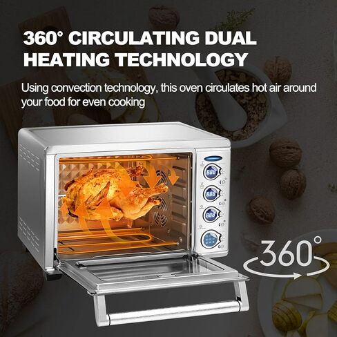 WerkWeit Toaster Oven - 38QT XXL Convection Oven Stainless steel Countertop Oven with 9-in-1 Functionality, Digital Control, Eco Display Mode & Larger Interior Capacity in Kuwait