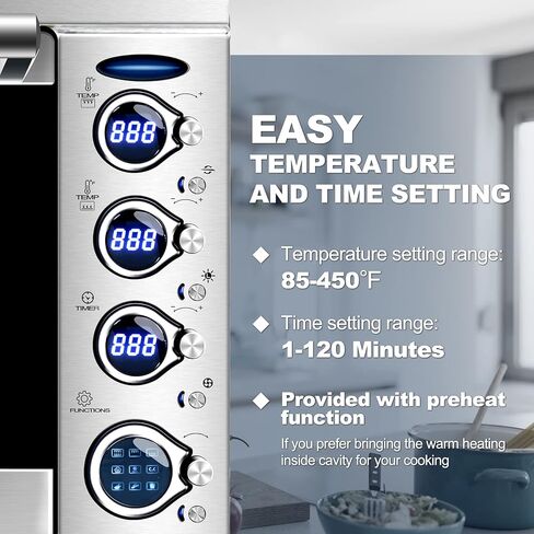 WerkWeit Toaster Oven - 38QT XXL Convection Oven Stainless steel Countertop Oven with 9-in-1 Functionality, Digital Control, Eco Display Mode & Larger Interior Capacity in Kuwait