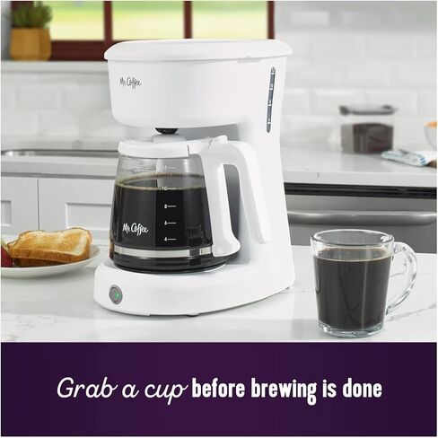 Mr. Coffee 12-Cup Coffee Maker Grab-a-Cup Auto Pause Easy Cleanup White in Saudi Arabia