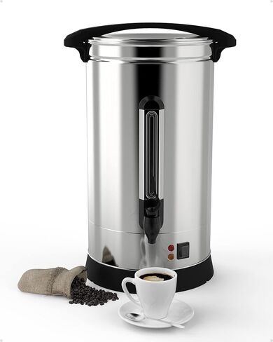 100 Cup Commercial Coffee Maker, [Quick Brewing] [Food Grade Stainless Steel] Large Coffee Urn Perfect For Church, Meeting rooms, Lounges, and Other Large Gatherings-14 L,Silver in Kuwait