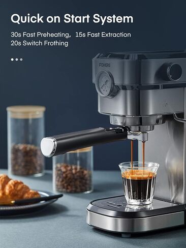 ماكينة اسبريسو فوهير، ماكينة صنع الاسبريسو والكابتشينو 15 بار مع عصا بخار الحليب، ماكينة قهوة اسبريسو احترافية للإسبريسو والكابتشينو واللاتيه والموكا، مصنوعة من الفولاذ المقاوم للصدأ المصقول in Kuwait