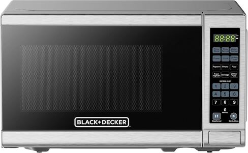 BLACK+DECKER 0.7 Cu. Ft. 700-Watt Compact Countertop Digital Microwave Oven, LED Lighting, Child Lock, Stainless Steel in Kuwait