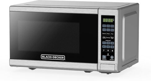 BLACK+DECKER 0.7 Cu. Ft. 700-Watt Compact Countertop Digital Microwave Oven, LED Lighting, Child Lock, Stainless Steel in Kuwait