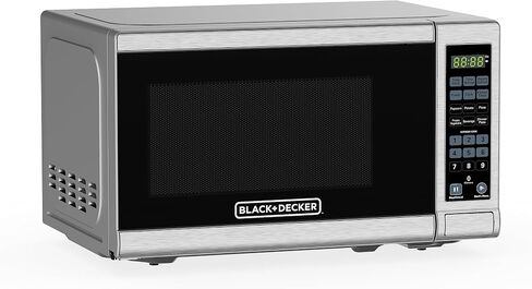BLACK+DECKER 0.7 Cu. Ft. 700-Watt Compact Countertop Digital Microwave Oven, LED Lighting, Child Lock, Stainless Steel in Kuwait