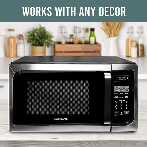 ميكروويف فاربروير كونترتوب 900 واط، 0.9 قدم مكعب - فرن ميكروويف مع إضاءة LED وقفل للأطفال - مثالي للشقق ومحمصة بروكتور سيليكس 4 شرائح مع فتحات واسعة للغاية للخبز in Kuwait