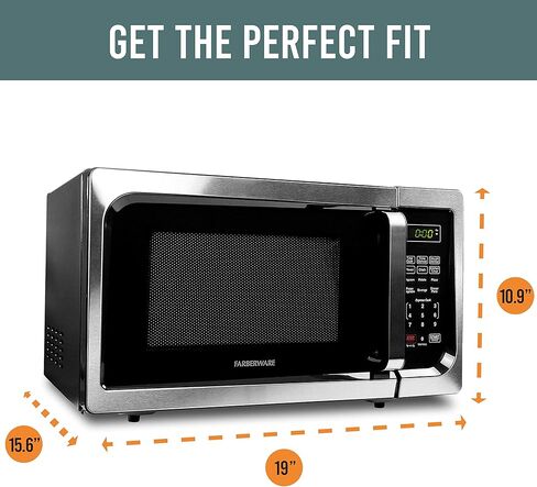 ميكروويف فاربروير كونترتوب 900 واط، 0.9 قدم مكعب - فرن ميكروويف مع إضاءة LED وقفل للأطفال - مثالي للشقق ومحمصة بروكتور سيليكس 4 شرائح مع فتحات واسعة للغاية للخبز in Kuwait