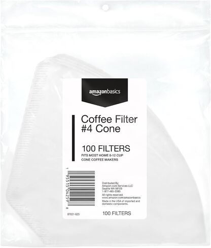Amazon Basics Number 4 Cone Coffee Filters for 8-12 Cup Coffee Makers, White, 100 Count in Saudi Arabia
