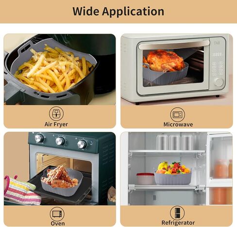 سوويلهيت بطانات سيليكون للمقلاة الهوائية: قطعتان من ملحقات سلة ايفرير مربعة غير لاصقة قابلة لاعادة الاستخدام والغسل من السيليكون لـ 4-7 كوارت in Kuwait