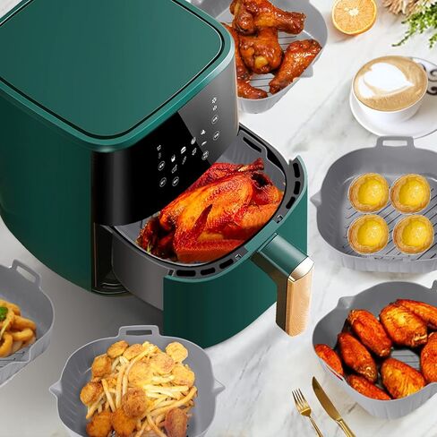 سوويلهيت بطانات سيليكون للمقلاة الهوائية: قطعتان من ملحقات سلة ايفرير مربعة غير لاصقة قابلة لاعادة الاستخدام والغسل من السيليكون لـ 4-7 كوارت in Kuwait