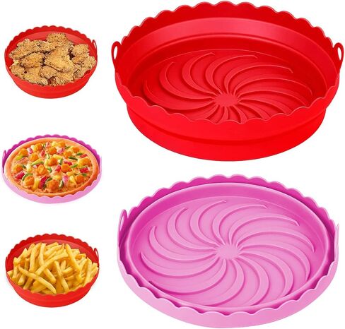 Air Fryer Silicone Liners 2 PCS Reusable 8 inch Round Silicon Liner Pot,Food Safe Silicone Air Fryer Liners,for 3Qt to 5 Qt Dishwasher Safe,Foldable,Basket Heat Resistant Easy Cleaning in Saudi Arabia