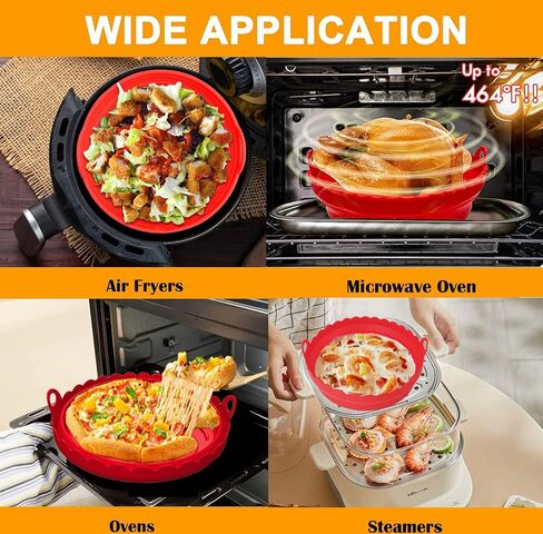 Air Fryer Silicone Liners 2 PCS Reusable 8 inch Round Silicon Liner Pot,Food Safe Silicone Air Fryer Liners,for 3Qt to 5 Qt Dishwasher Safe,Foldable,Basket Heat Resistant Easy Cleaning in Saudi Arabia