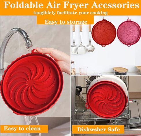 Air Fryer Silicone Liners 2 PCS Reusable 8 inch Round Silicon Liner Pot,Food Safe Silicone Air Fryer Liners,for 3Qt to 5 Qt Dishwasher Safe,Foldable,Basket Heat Resistant Easy Cleaning in Saudi Arabia