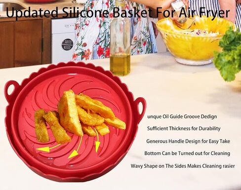 Air Fryer Silicone Liners 2 PCS Reusable 8 inch Round Silicon Liner Pot,Food Safe Silicone Air Fryer Liners,for 3Qt to 5 Qt Dishwasher Safe,Foldable,Basket Heat Resistant Easy Cleaning in Saudi Arabia