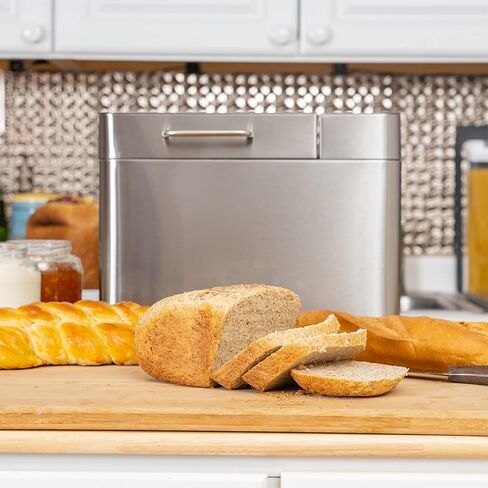 ماكينة صنع الخبز ديكو شيف 0.94 كجم من الفولاذ المقاوم للصدأ مع 25 برنامج طبخ ذكي وإكسسوارات متضمنة، كوب قياس، ملعقة قياس مزدوجة الجوانب، مجداف عجين وخطاف معجون وقفاز فرن in Kuwait