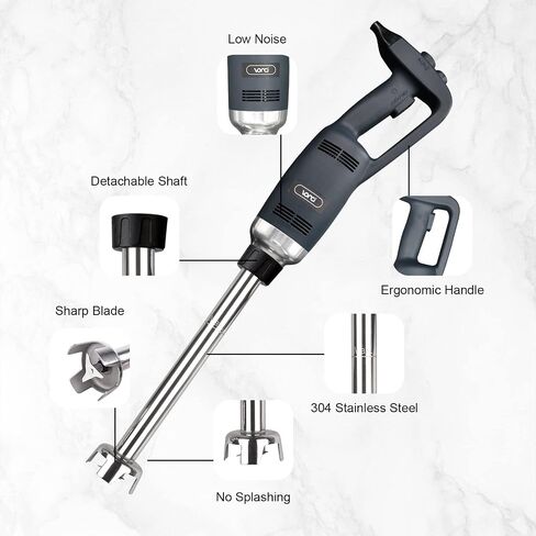 VONCI 500W Commercial Immersion Blender, 16" SUS 304 Removable Shaft, Heavy Duty Power Hand Mixer with Variable Speed 6000-20000RPM, Professional Electric Stick Blender for Restaurant Kitchen Use. in Saudi Arabia
