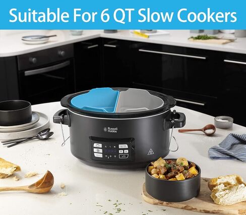 Reusable Slow Cooker Divider Crock pot divider silicon insert Foldable 3-8 Quart Silicone Slow Cooker liners Slow Cooker Liners Blue+Grey in Saudi Arabia