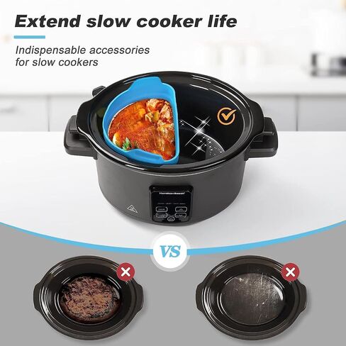 Reusable Slow Cooker Divider Crock pot divider silicon insert Foldable 3-8 Quart Silicone Slow Cooker liners Slow Cooker Liners Blue+Grey in Saudi Arabia