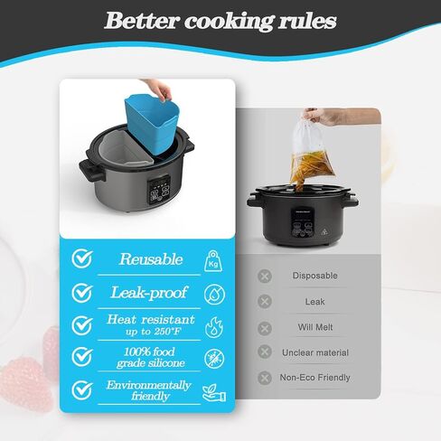 Reusable Slow Cooker Divider Crock pot divider silicon insert Foldable 3-8 Quart Silicone Slow Cooker liners Slow Cooker Liners Blue+Grey in Saudi Arabia