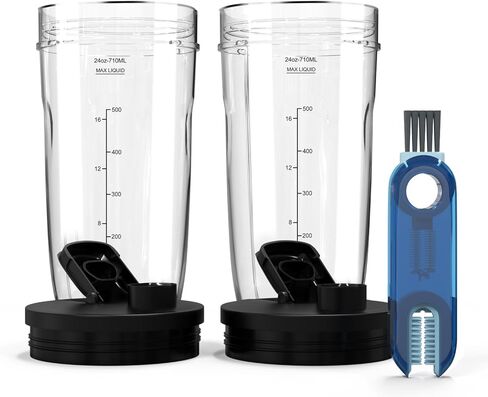 كوب خلاط نينجا بديل 24 اونصة مع غطاء مانع للتسرب، اكواب 24 اونصة لنينجا اوتو iQ BL480 BL482 BL642 BL682 BL682 BL450 BN401 BN751 BN801 فودي SS351 SS151 SS401 Q بليد Q in Kuwait