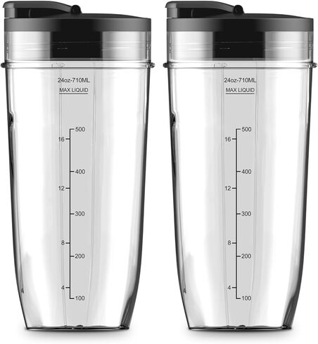 كوب خلاط نينجا بديل 24 اونصة مع غطاء مانع للتسرب، اكواب 24 اونصة لنينجا اوتو iQ BL480 BL482 BL642 BL682 BL682 BL450 BN401 BN751 BN801 فودي SS351 SS151 SS401 Q بليد Q in Kuwait