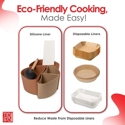 Tibi Ipsi Silicone Crockpot Liner - Silicone Slow Cooker Liners - Reusable & Leak-Proof Silicone Slow Cooker Liner, Crockpot Silicone Liner Includes Baking Mat & Silicone Spoon with Wooden Ladle in Saudi Arabia