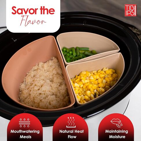 Tibi Ipsi Silicone Crockpot Liner - Silicone Slow Cooker Liners - Reusable & Leak-Proof Silicone Slow Cooker Liner, Crockpot Silicone Liner Includes Baking Mat & Silicone Spoon with Wooden Ladle in Saudi Arabia