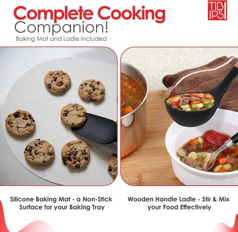 Tibi Ipsi Silicone Crockpot Liner - Silicone Slow Cooker Liners - Reusable & Leak-Proof Silicone Slow Cooker Liner, Crockpot Silicone Liner Includes Baking Mat & Silicone Spoon with Wooden Ladle in Saudi Arabia