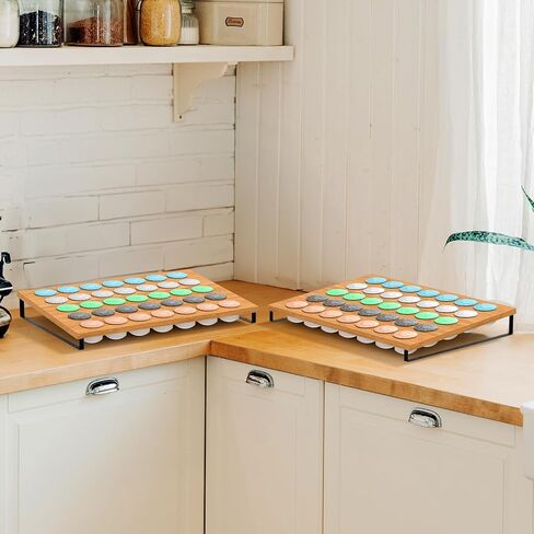 حامل أكواب على شكل حرف K للعداد مكون من قطعتين من درج القهوة المصنوعة من الخيزران، حاملات أكواب القهوة على شكل حرف K لتخزين أكواب القهوة على شكل درج منظم بسعة 70 لمكتب المطبخ والمزرعة in Kuwait