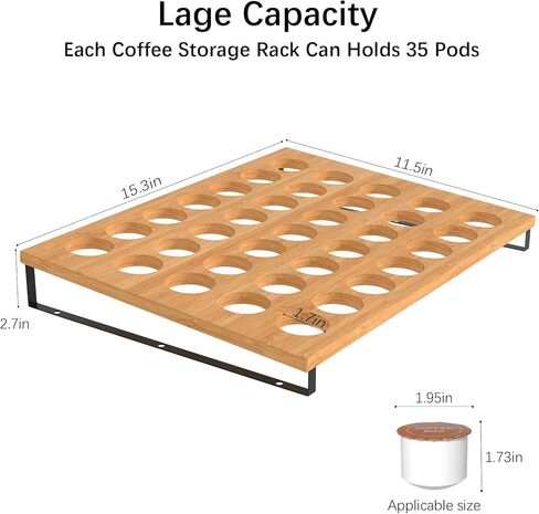 حامل أكواب على شكل حرف K للعداد مكون من قطعتين من درج القهوة المصنوعة من الخيزران، حاملات أكواب القهوة على شكل حرف K لتخزين أكواب القهوة على شكل درج منظم بسعة 70 لمكتب المطبخ والمزرعة in Kuwait