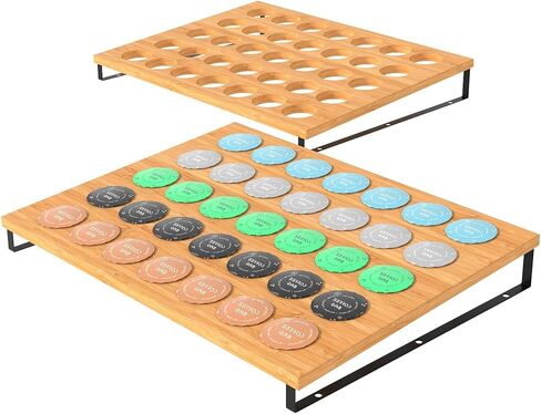 حامل أكواب على شكل حرف K للعداد مكون من قطعتين من درج القهوة المصنوعة من الخيزران، حاملات أكواب القهوة على شكل حرف K لتخزين أكواب القهوة على شكل درج منظم بسعة 70 لمكتب المطبخ والمزرعة in Kuwait