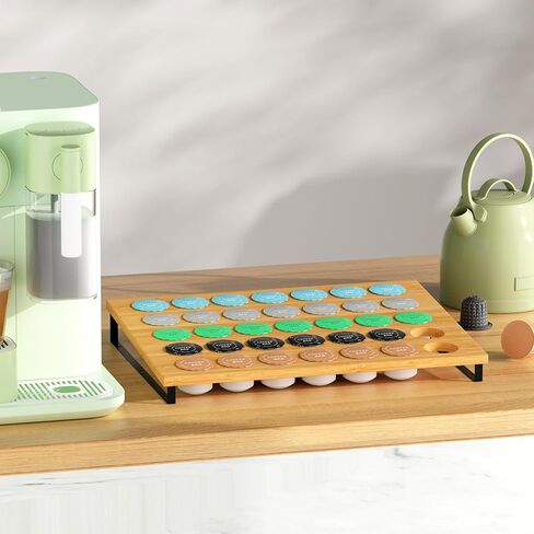 حامل أكواب على شكل حرف K للعداد مكون من قطعتين من درج القهوة المصنوعة من الخيزران، حاملات أكواب القهوة على شكل حرف K لتخزين أكواب القهوة على شكل درج منظم بسعة 70 لمكتب المطبخ والمزرعة in Kuwait