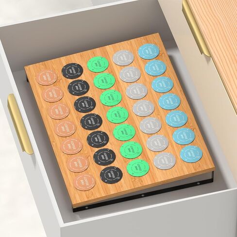 حامل أكواب على شكل حرف K للعداد مكون من قطعتين من درج القهوة المصنوعة من الخيزران، حاملات أكواب القهوة على شكل حرف K لتخزين أكواب القهوة على شكل درج منظم بسعة 70 لمكتب المطبخ والمزرعة in Kuwait