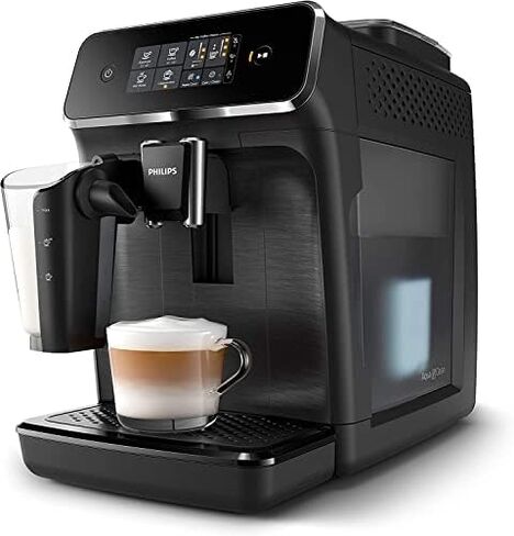 Philips 1200 Series Fully Automatic Espresso Machine - Classic Milk Frother, 2 Coffee Varieties , Intuitive Touch Display, Black, (EP1220/04) in Saudi Arabia