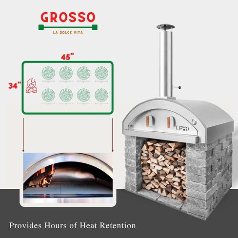 La Piazza Grosso Counter Top - Outdoor Pizza Oven - Wood Burning Oven - Stainless Steel Pizza Oven - 34" x 45" Cooking Surface in Saudi Arabia