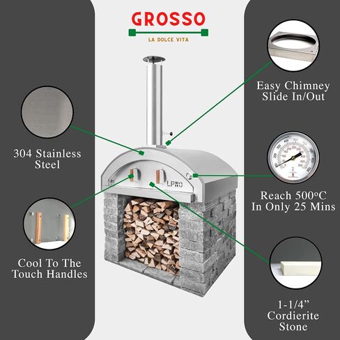 La Piazza Grosso Counter Top - Outdoor Pizza Oven - Wood Burning Oven - Stainless Steel Pizza Oven - 34" x 45" Cooking Surface in Saudi Arabia