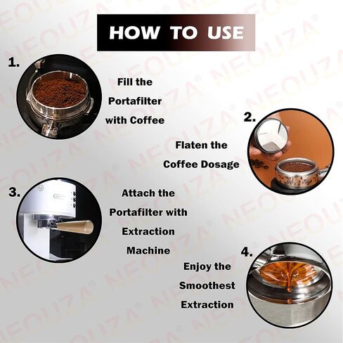 NEOUZA 51mm Espresso Portafilter بدون قاعدة لـ Delonghi ECP31.21 ECP33.21 ECP35.31 ECOV311,304 الفولاذ المقاوم للصدأ للطعام، مقبض خشب الورد، مع سلة فلتر الأكواب in Kuwait