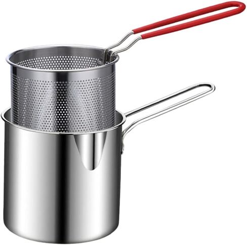 SHERCHPRY 1 Set of Stainless Steel Stock Fry Pot with Strainer Basket, Deep Fryers Frying Pot for Frying Fish Shrimp Chicken and Fries in Saudi Arabia