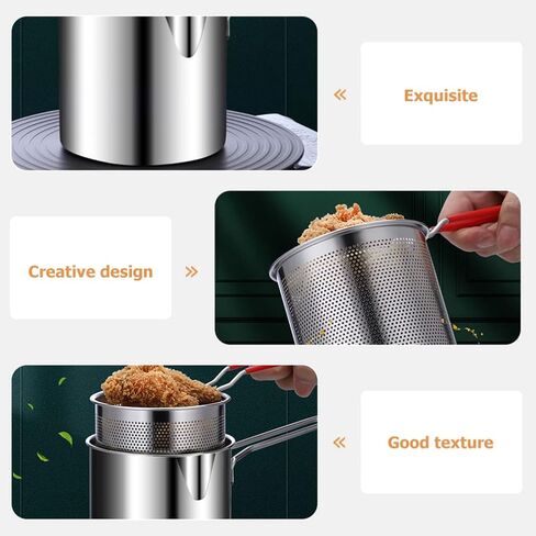 SHERCHPRY 1 Set of Stainless Steel Stock Fry Pot with Strainer Basket, Deep Fryers Frying Pot for Frying Fish Shrimp Chicken and Fries in Saudi Arabia