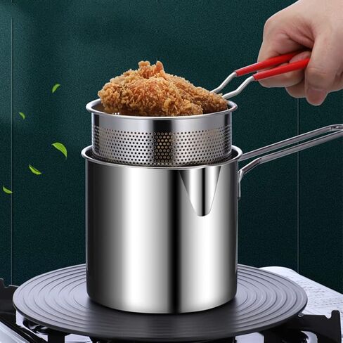 SHERCHPRY 1 Set of Stainless Steel Stock Fry Pot with Strainer Basket, Deep Fryers Frying Pot for Frying Fish Shrimp Chicken and Fries in Saudi Arabia