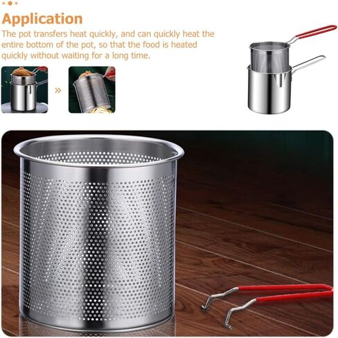 SHERCHPRY 1 Set of Stainless Steel Stock Fry Pot with Strainer Basket, Deep Fryers Frying Pot for Frying Fish Shrimp Chicken and Fries in Saudi Arabia