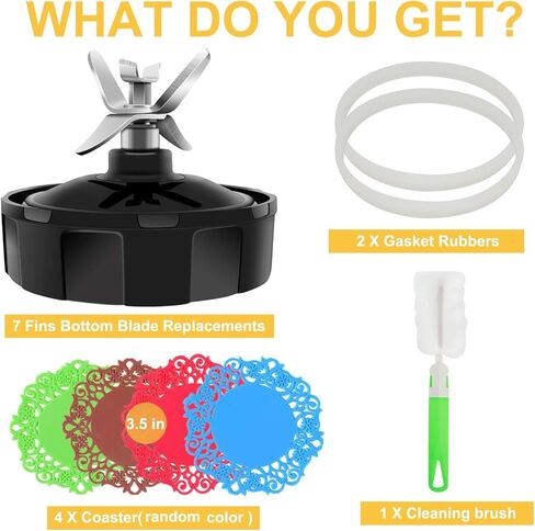 7 زعانف استبدال شفرات النينجا، قطع تبديل خلاط نوتري نينجا نوتر، اكسسوارات شفرة مستخرج احترافي لـ 32 أوقية 24oz 2oz كأس Ninja Blender Auto iQ BL450-30 BL482-30 BL487 BL480D-30 BL486CO in Kuwait