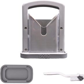 ISOKO Bagel Slicer - Premium Stainless Steel Bagel cutter, with Smooth Guillotine and Non-Slip Silicone Base for Perfect Slices Every Time for the better bagel experience. Black