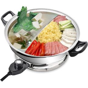 YONGXIN Electric Hot Pot JH-160B-30cm with Divider 304 Stainless Steel, 1400W Dual-Sided Shabu Hot Pot, 4 Liters in Saudi Arabia