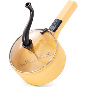 Multifunctional Electric Hot Pot Cooker, Upgraded Non-Stick Stainless Steel 1L Mini Portable Lazy Pot Ramen Popcorn Maker for Steak Egg Soup Camping Travel with Long Handle Power Adjustment Orange