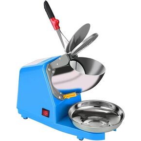 Yahpetes Electric Shaved Ice Machine 1Pcs Electric Dual Blades Ice Crusher Shaver Snow Cone Maker Machine 187lbs/hr for Home and Commercial Use (Blue)