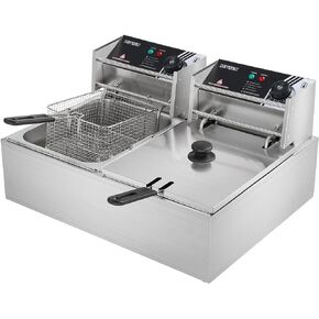 ROVSUN 22.8QT Commercial Deep Fryer with Baskets & Lids, 21.8L Stainless Steel Electric Double Fryer, Countertop Kitchen Frying Machine w/Temperature Control, French Fries Donuts 3400W in Saudi Arabia