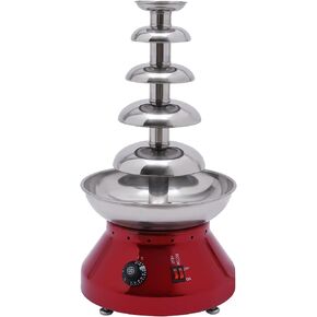 نافورة الشوكولاتة، ماكينة تسخين ذوبان الشوكولاتة من الفولاذ المقاوم للصدأ بسعة كبيرة من 5 طبقات، برج فوندو تجاري للشوكولاتة الساخنة لحفلات الزفاف بجبنة الناتشو (أحمر) in Kuwait