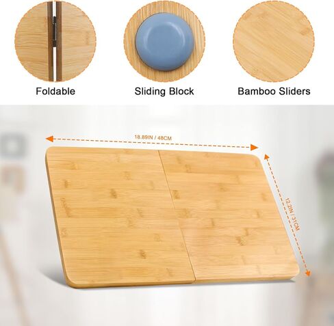 منزلقات قابلة للطي من الخيزران لأجهزة المطبخ الصغيرة - حصيرة منزلقة مضادة لآلة إسبرسو بريفيل باريستا، خلاط حامل، مقلاة هوائية، صينية منزلقة أسفل الخزانة لسطح الطاولة (كبير، 18.9 بوصة طول × 12.2 بوصة عرض) in Kuwait