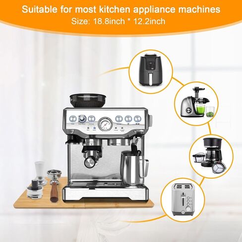 منزلقات قابلة للطي من الخيزران لأجهزة المطبخ الصغيرة - حصيرة منزلقة مضادة لآلة إسبرسو بريفيل باريستا، خلاط حامل، مقلاة هوائية، صينية منزلقة أسفل الخزانة لسطح الطاولة (كبير، 18.9 بوصة طول × 12.2 بوصة عرض) in Kuwait