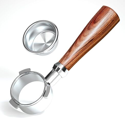 54mm Bottomless Portafilter, 54mm Breville Bottomless Portafilter for Breville Espresso Machine Barista Express Touch Pro BES870BSXL BES870XL More, Thick Natural Wood Handle, One Piece SUS304 in Saudi Arabia
